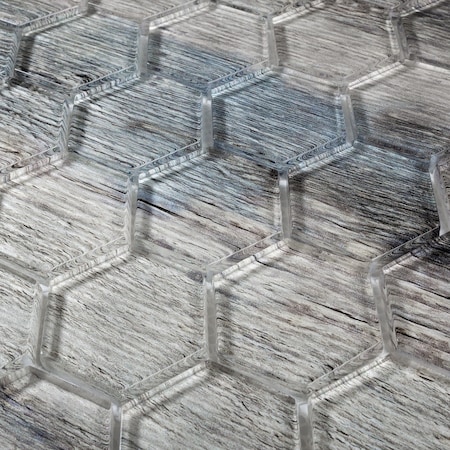 Apollo Tile Sample of Blue Wood Look Hexagon 11.8"x11.8" Glass Subway Tile APLSRA9902EC51 Sample
